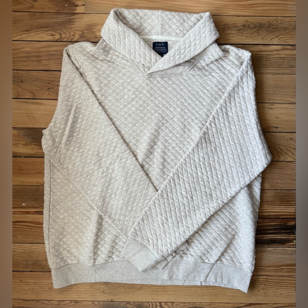J. Crew Men's Cream Shawlneck quilted Sweatshirt/sweater